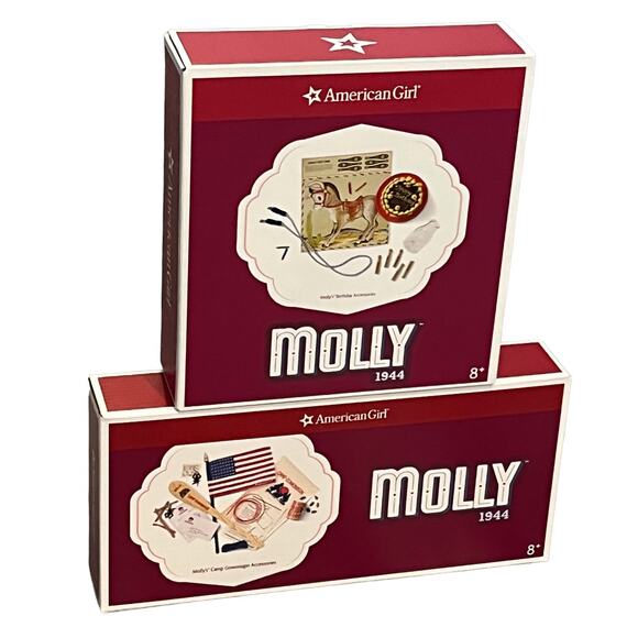 American Girl 2 MOLLY EMPTY BOX Set Storage Gift Camp Gowonagain Birthday Boxes - Picture 1 of 4